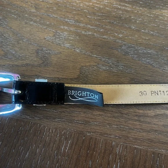 Brighton Black Leather Belt with Silver Buckle - Picture 4 of 6